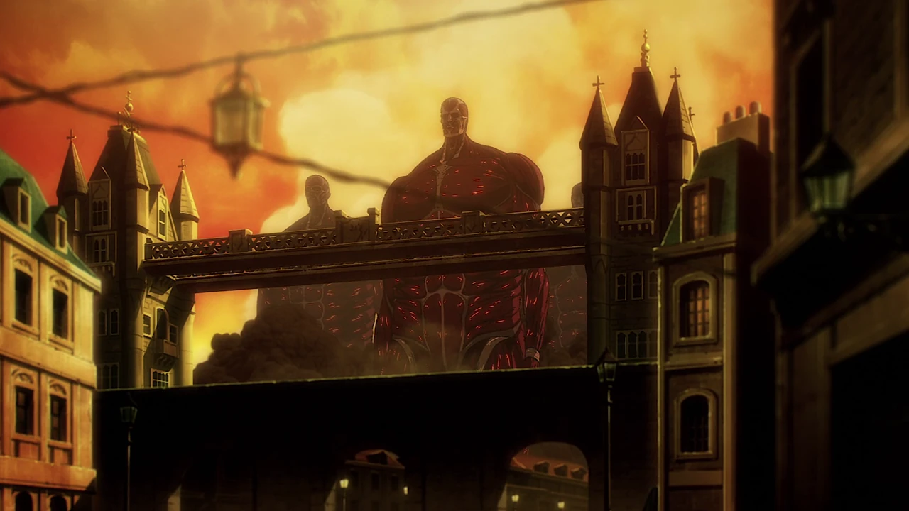 The Rumbling titans marching against a bridge resembling Tower Bridge in London. Was England in Shingeki no Kyojin aka Attack on Titan?