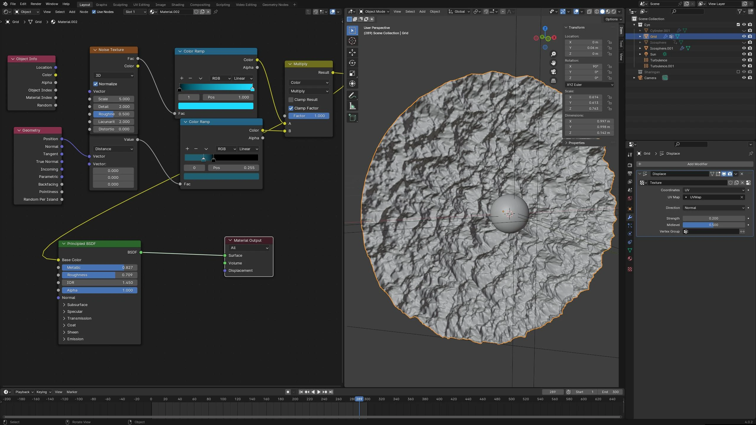 The eye retina and pupil 3D models in Blender. Not like real eye but visually similar.