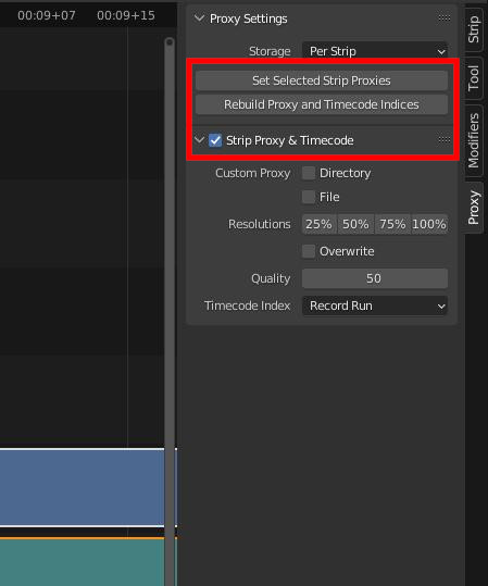 Building proxy in Blender to avoid lags in video editor preview