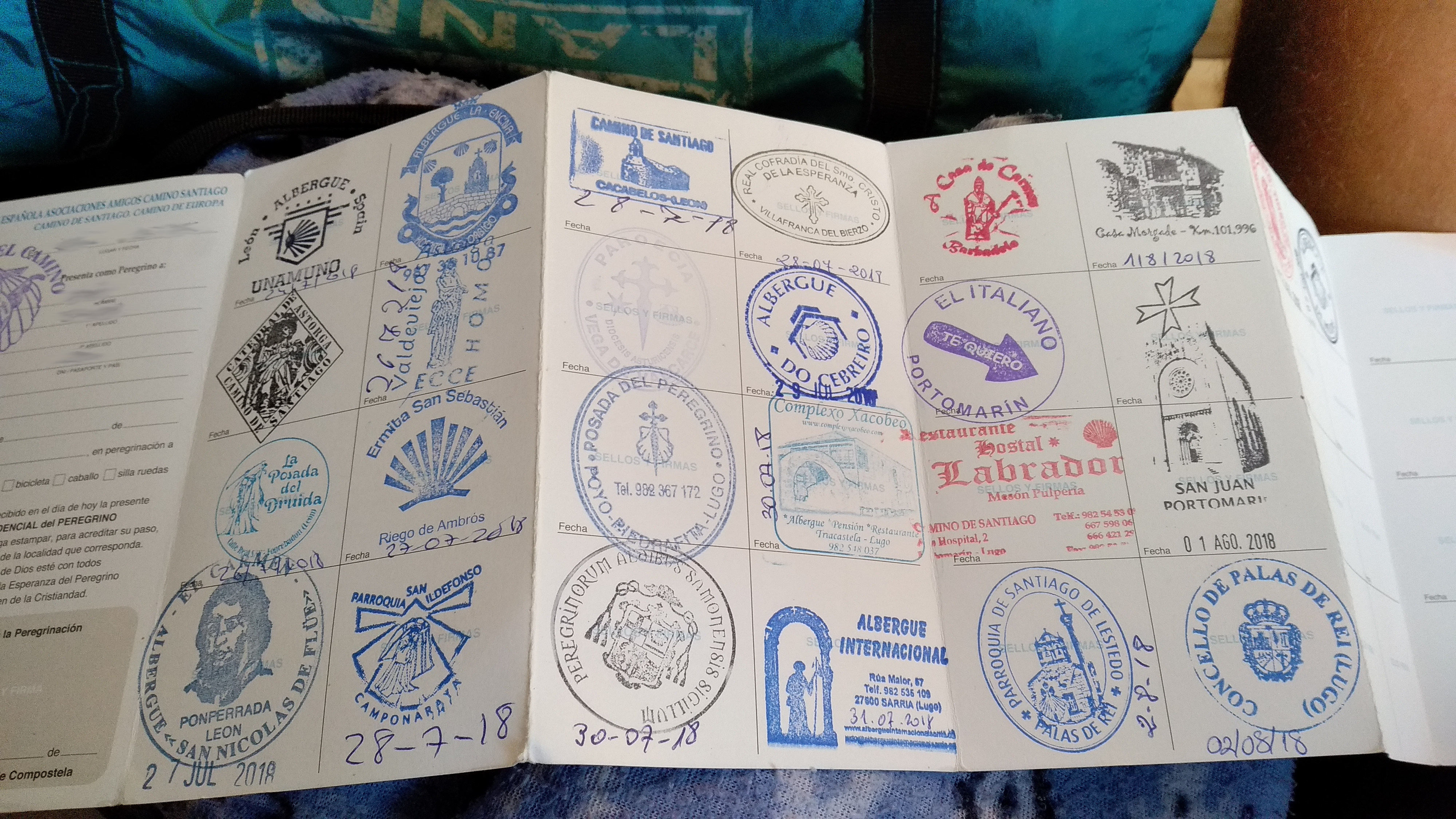 Credential for Santiago camino