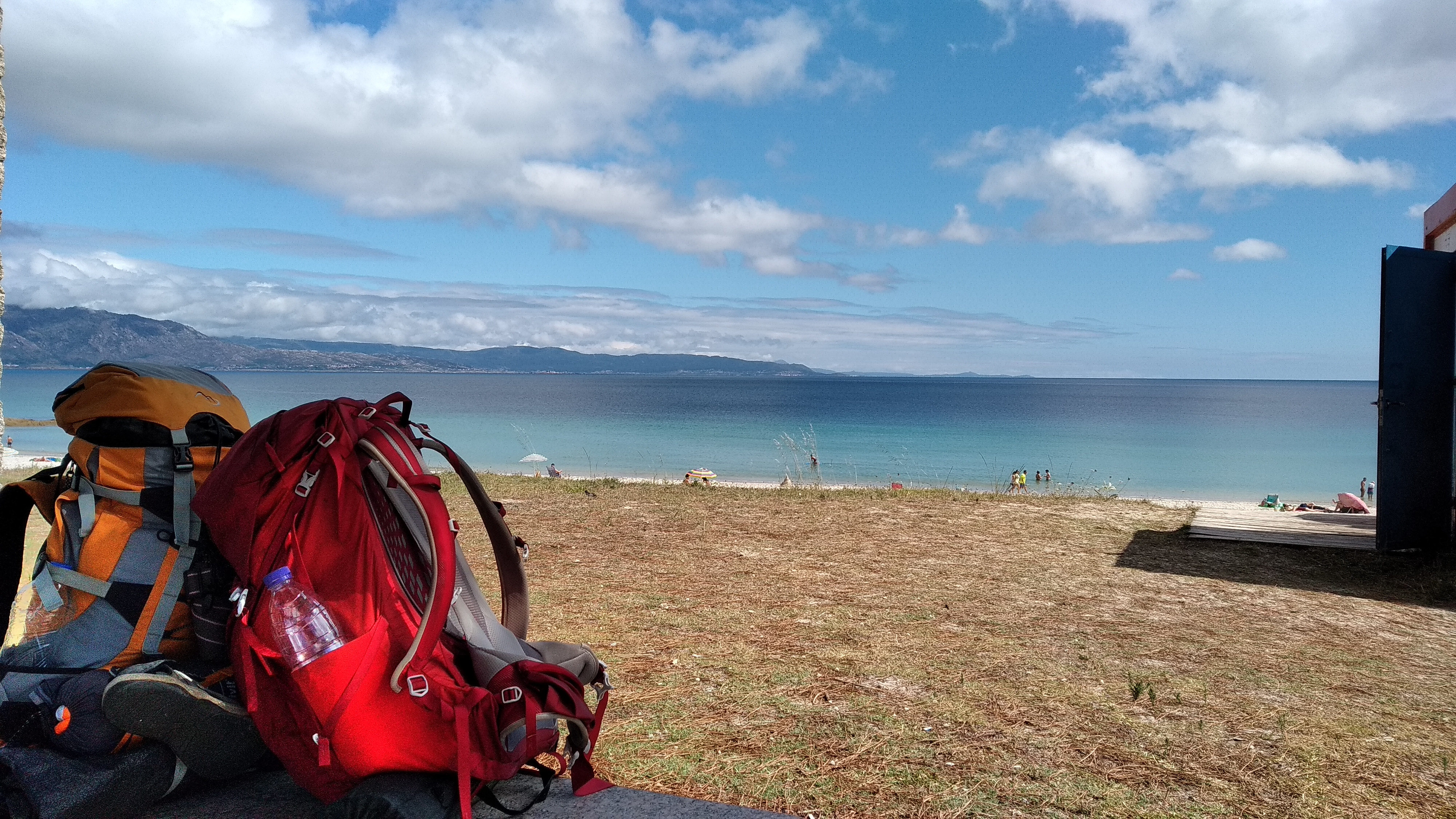 Pilgrims’ bags at the end of the world, Fisterra (Santiago camino)