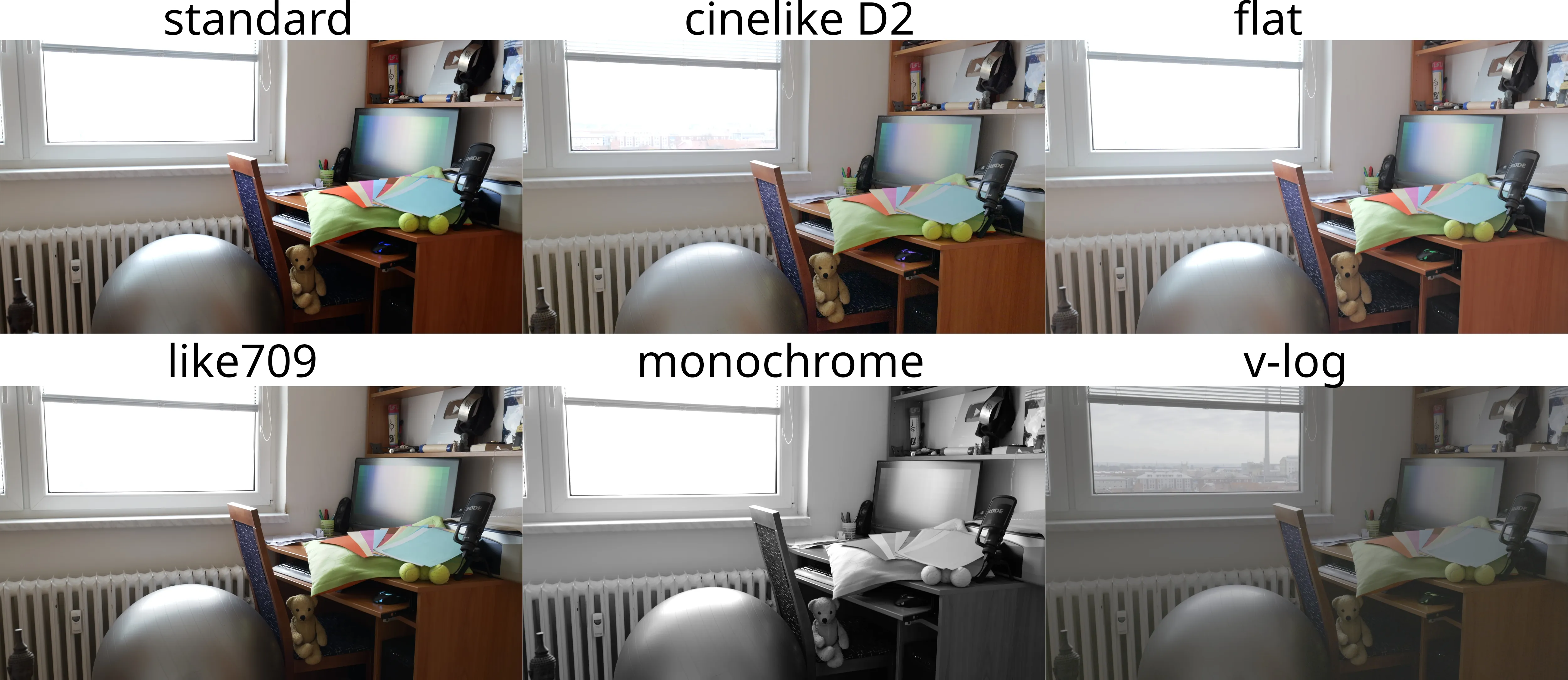 Different color profiles captured with Panasonic Lumix S5MII.