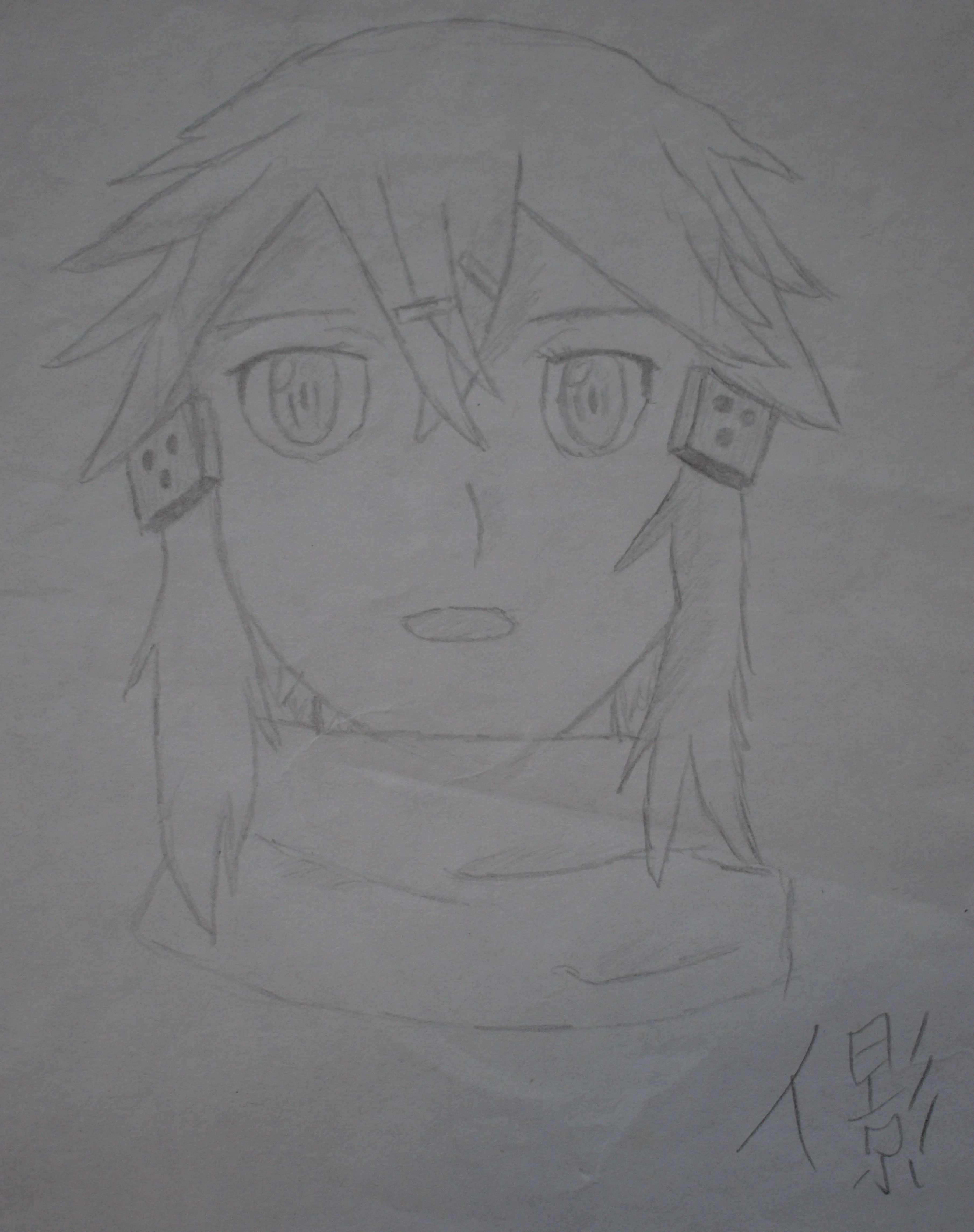A pencil drawing of anime character Sinon from Sword Art Online - Gun Gale Online.