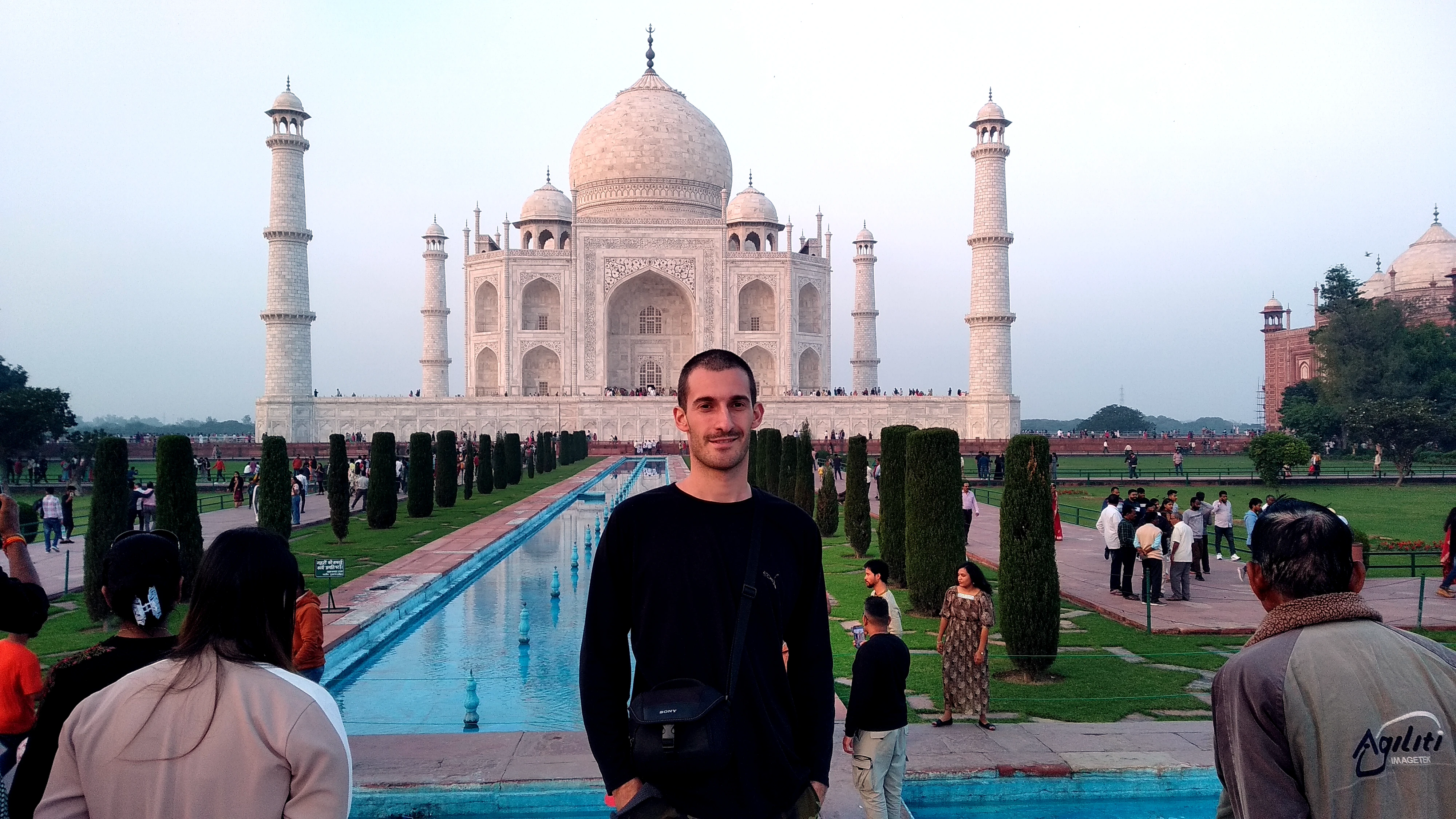 Taj Mahal in Agra can be sometimes hard to see due to the smog. We were lucky.
