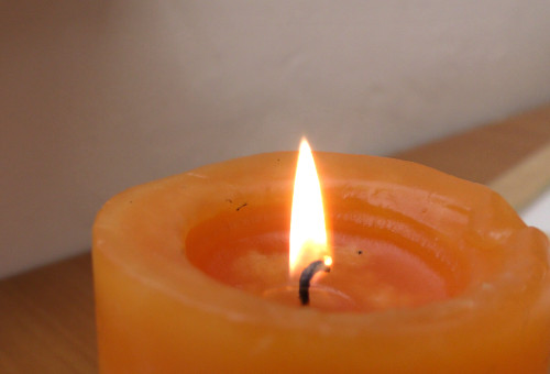 Candle with fire in addition mode