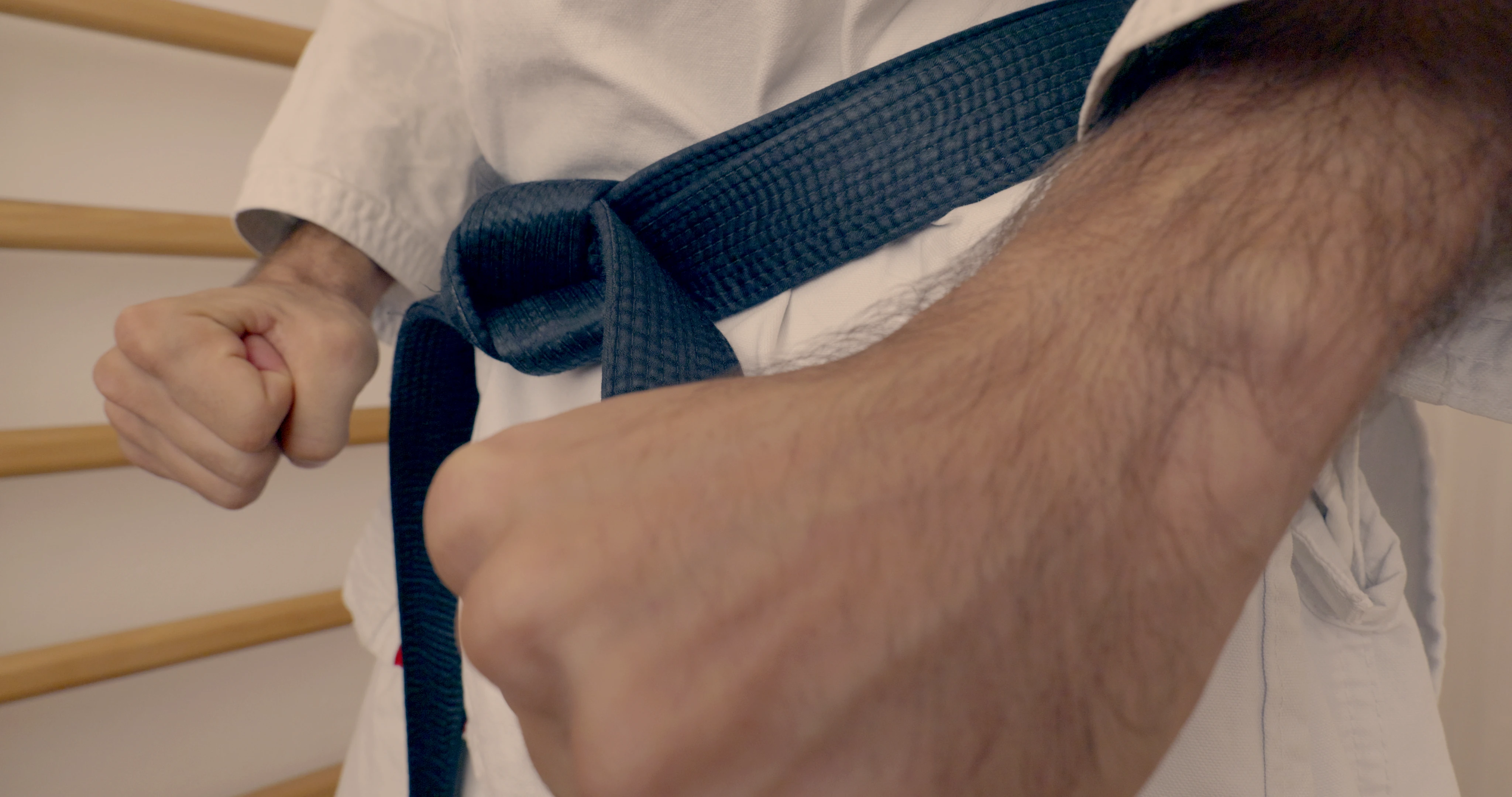 Yoi, the position in Shotokan karate where the practitioner is prepared to fight.