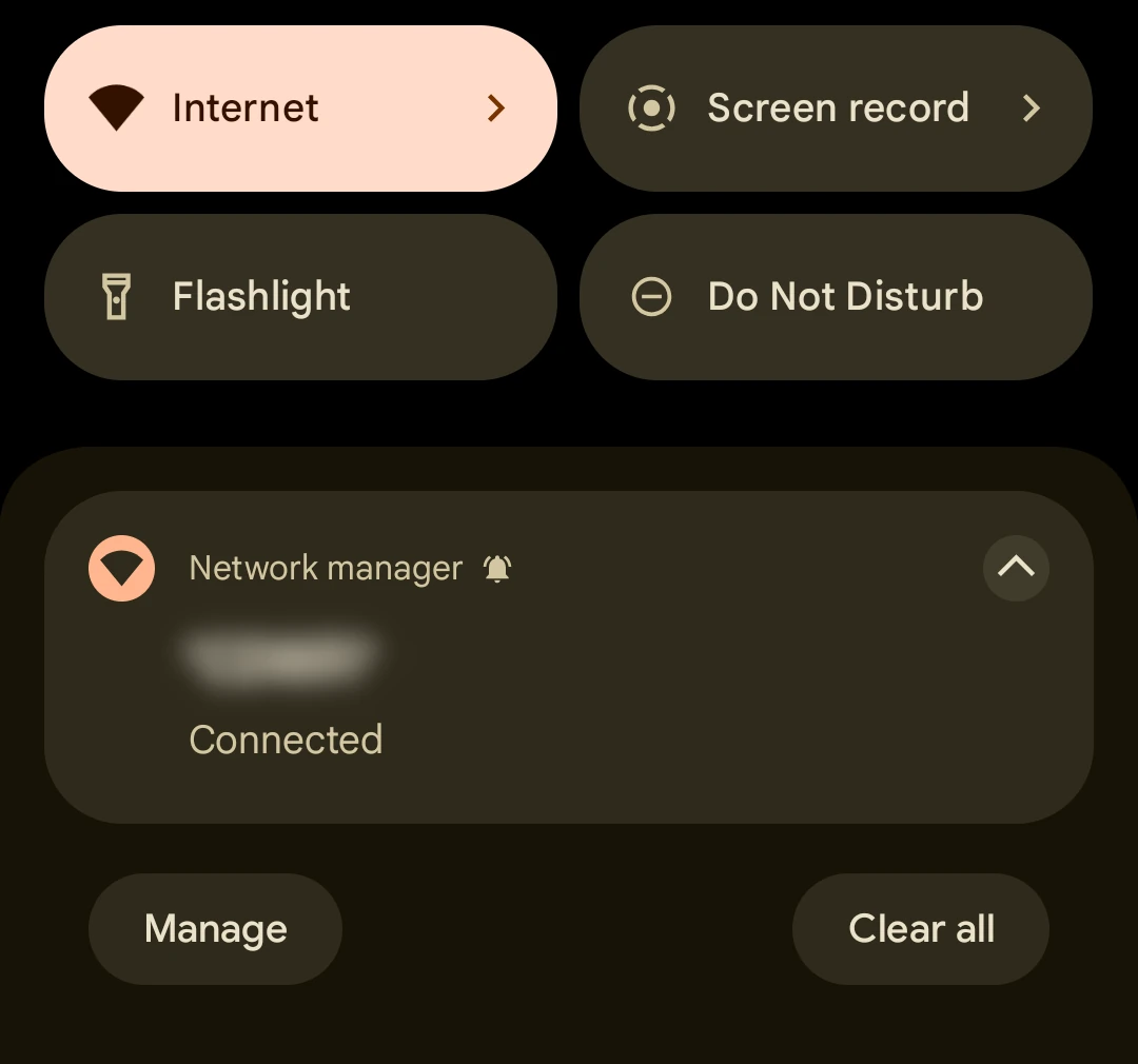 Android Wi-Fi notification after signing in.