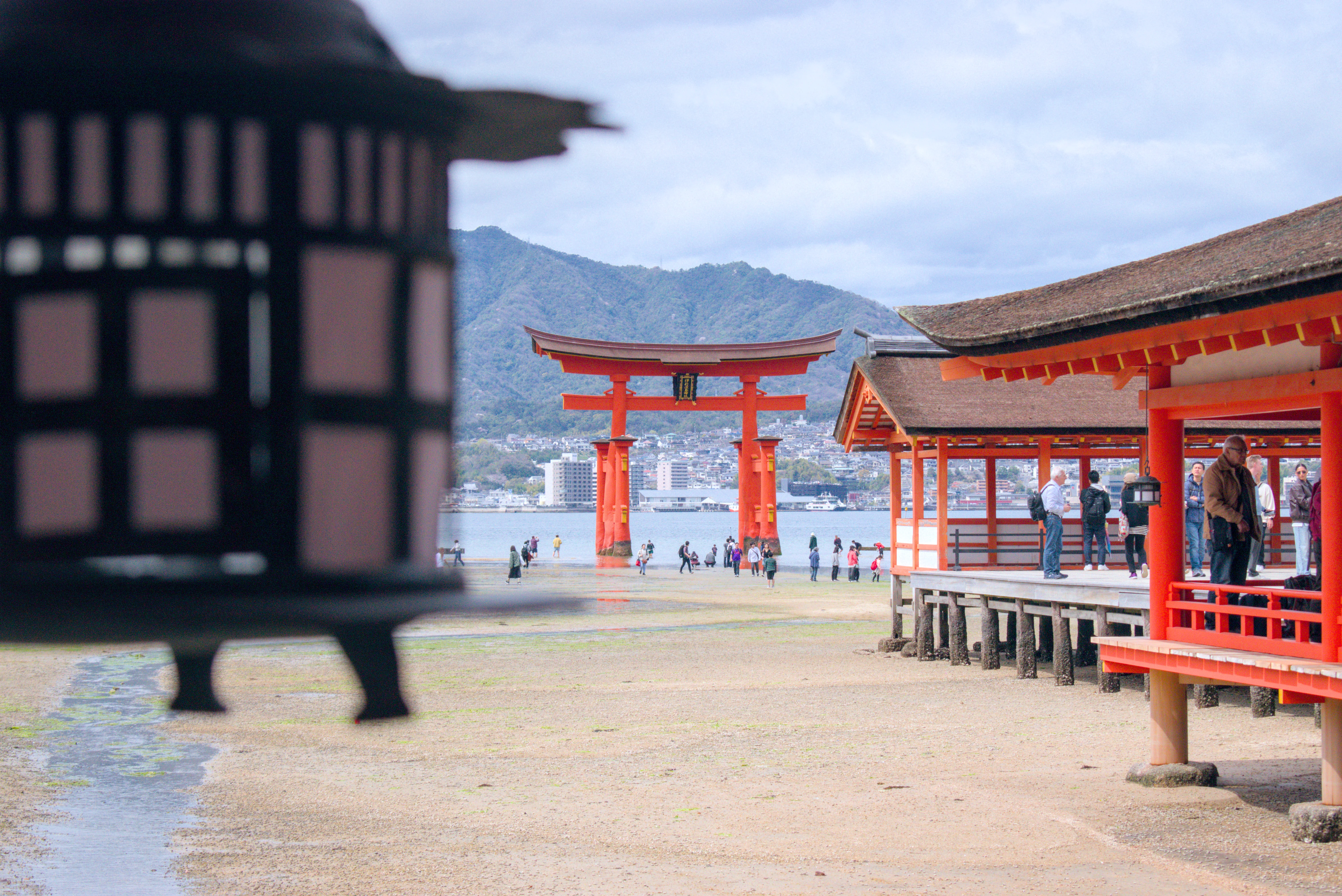 The iconic Tori gate at Itsukushima shrine near Hiroshima.
